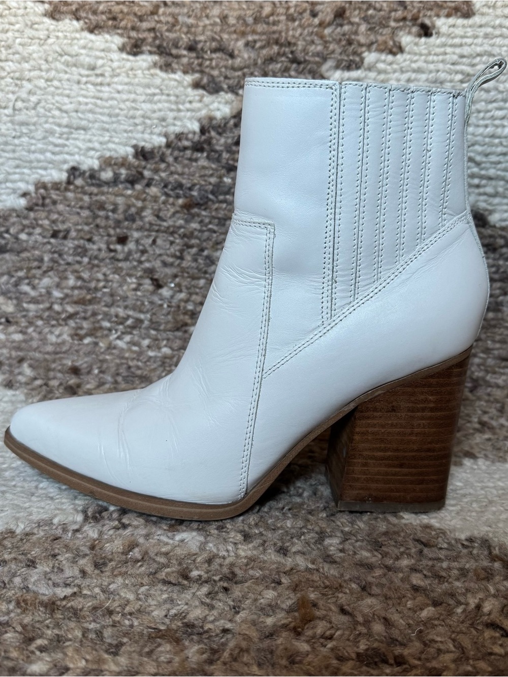 Marc Fisher White Leather Ankle Boot